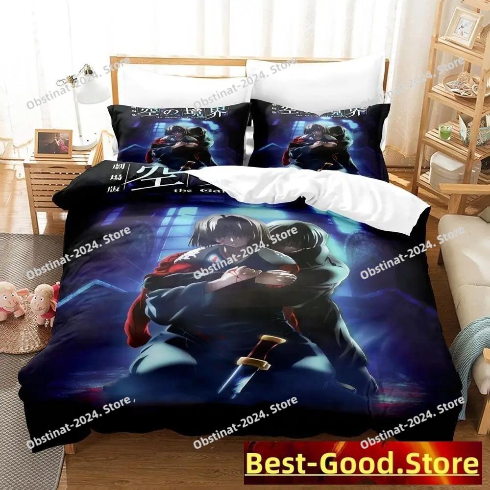 Kara No Kyoukai Bettwäsche-Set Cartoon Anime Dreiteiliges Set Erwachsene Kind Schlafzimmer Bettbezug-Sets 3D Kawaii Doppelbett