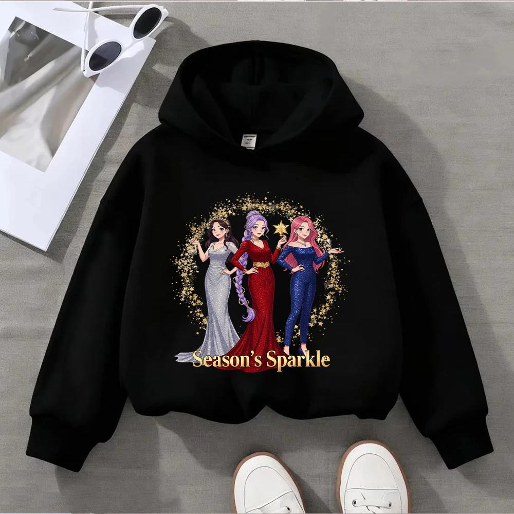 Adorable Kids Christmas Hoodie with Cute Anime Girls Design HUNTRIX Perfect for Festive Season