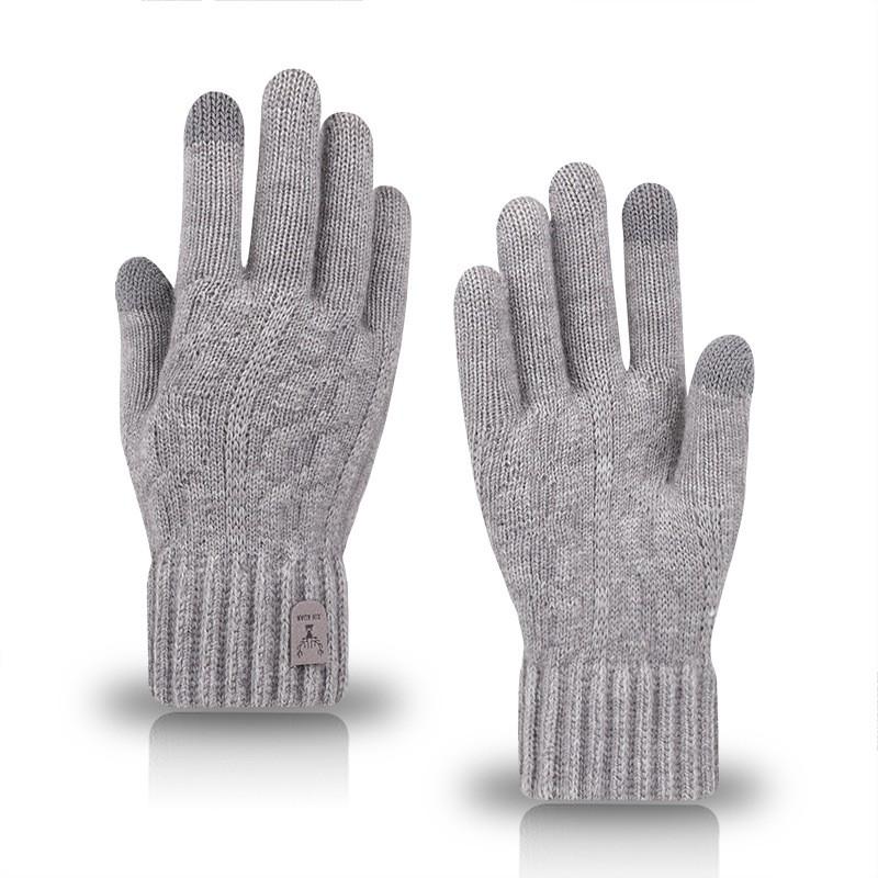 Men's Warm Gloves Winter Touch Screen Plus Fleece Gloves Cold Warm Wool Knitted Gloves