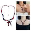 Subculture Rock Beaded Necklace Niche Retro Black Red Crossed Pendant Bead Acrylic Necklace Summer Bead Necklace Jewelry