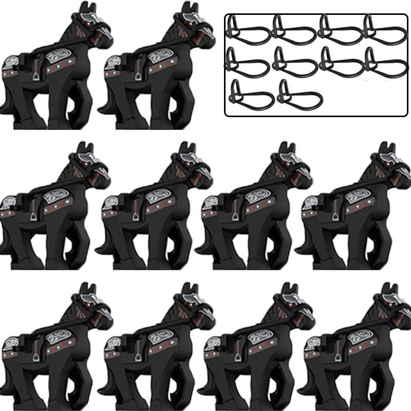 Military Building Blocks Solider Knights Figures Gifts Equipments Accessories Mount Medieval Ancient Warhorse Saddle Horse Rope