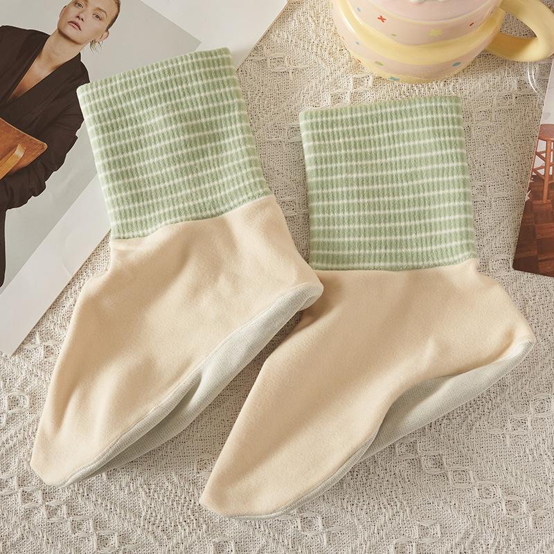 

Носки для дома с кондиционером, Полосатые Полынные Свободные, Влагоотводящие, Не скатывающиеся Женские Носки до середины икры, Теплые Носки для сна 1 pair зелёный