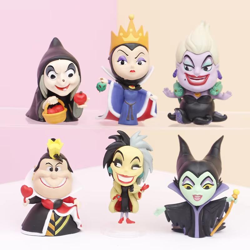 MINISO 6pcs/Set Anime Villain Figure Queen Cruella Maleficent Evil Witch Action Figure Collection Model Doll Toys Kids Birthday Gift