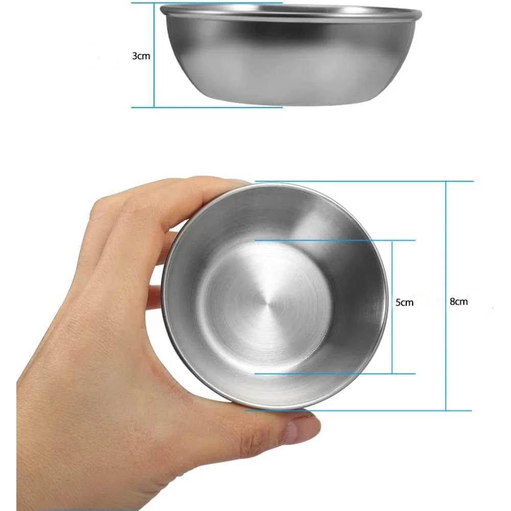 8 Stück 3,2 Zoll Edelstahlsaucenschälchen Mini Einzeluntertassen Schüssel Würzteller Sushi-Dip-Schale Vorspeisenteller