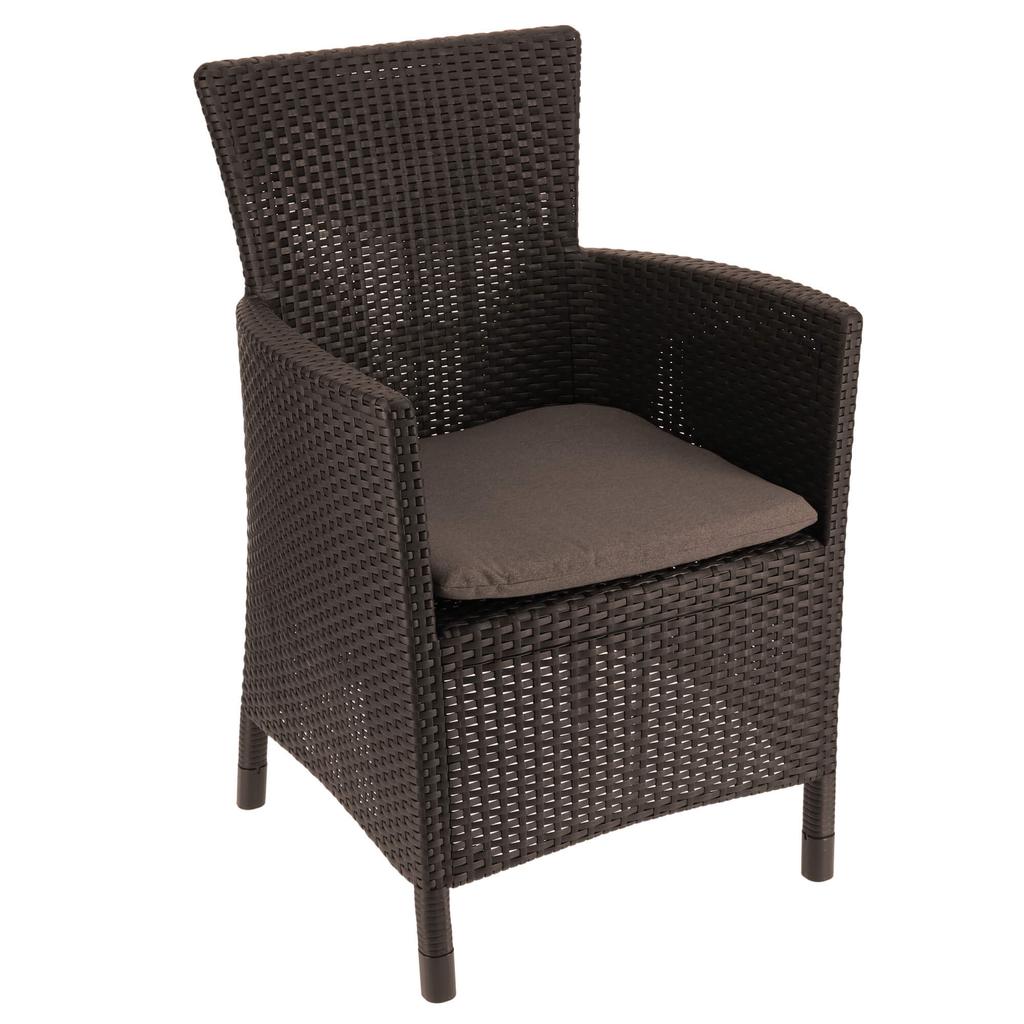 Stuhl Sessel Gartenstuhl für Balkon Terrasse Bequem Allibert + Kissen Beige