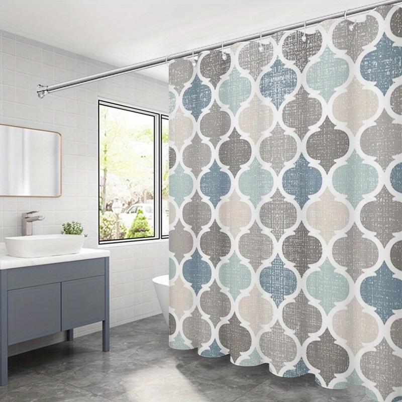 Modern Geometric Trellis Shower Curtain - Stylish Blue, Gray & White Pattern | Polyester,Machine Washable