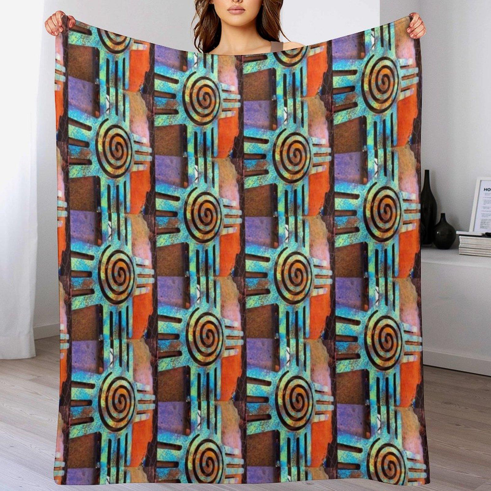 

Zia Sun with Sacred Spiral Throw Blanket Elegant Warm Throw Blanket for Hotel Home 102x76cm(40x30in)