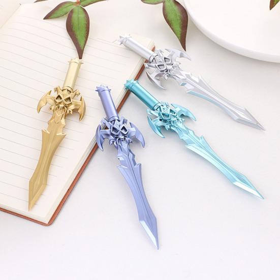2Pcs Ancient Swords Shape Gel Pen with Black Ink Martial Arts