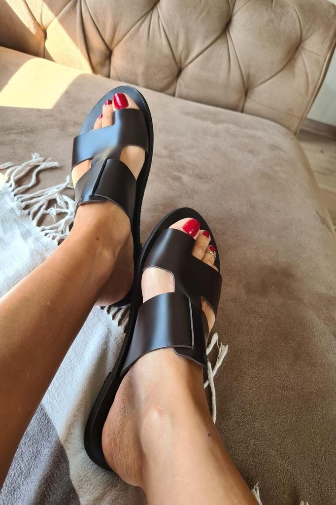 Dámské ležérní sandály na podpatku Letní boty Bodrum z pravé kůže