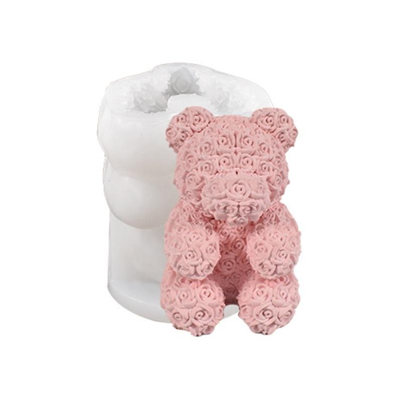 Valentine Silicone Rose Bunny-Mold Aromatherapy Candle Mold Epoxy Animal Plaster Mold for DIY Soap Present Candle Making