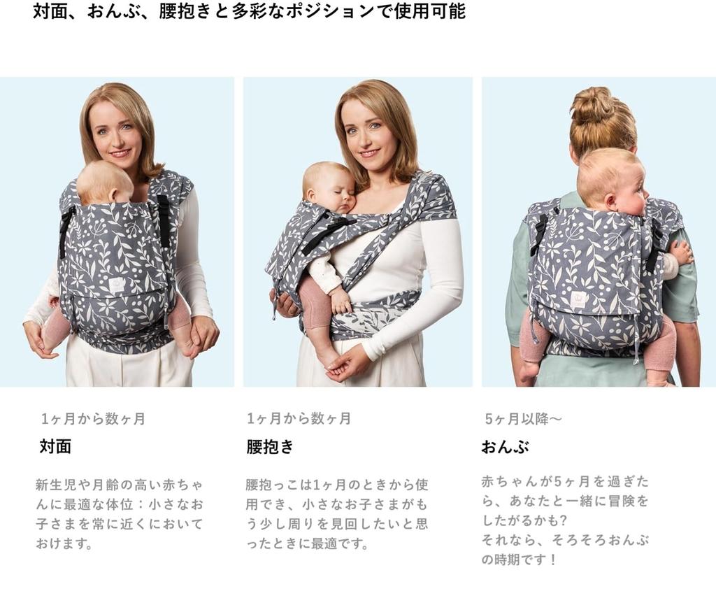 Stokke Rimas Baby Carrier Suitable for Babies from 1 Month Old Floral OCS Plus, [recommended Weight 4-18kg], Slate,