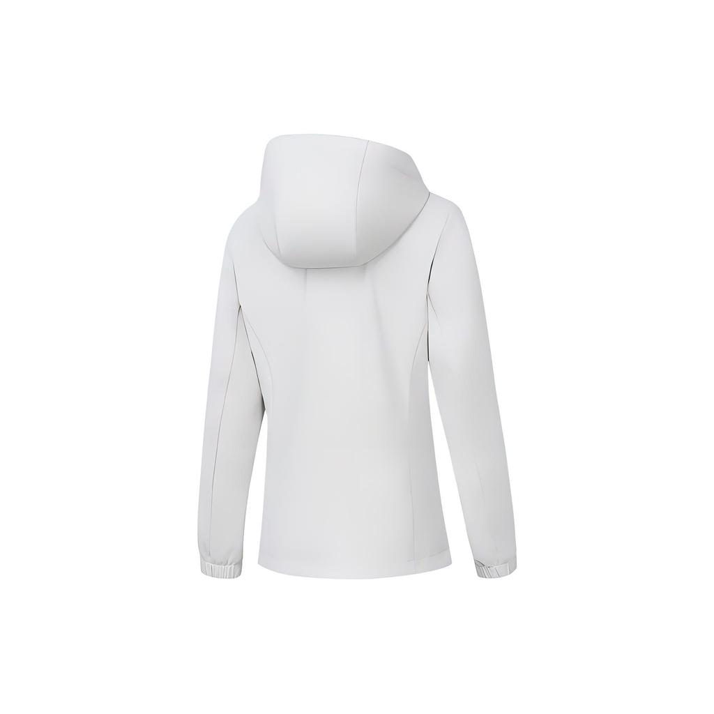 LiNing Fitness Series Solid Color Water-Resistant Hooded Sports Jacket Women Jacket Stone-Gray AFDT748-5
