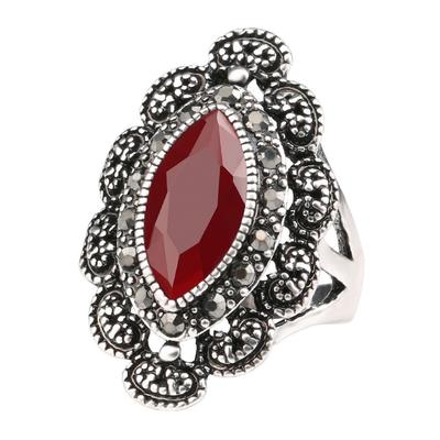 Turkey Vintage Peridot Ring Red/black Stone Bague Femme Boho Anel  Party Crystal Rings Woman Anillos Mujer