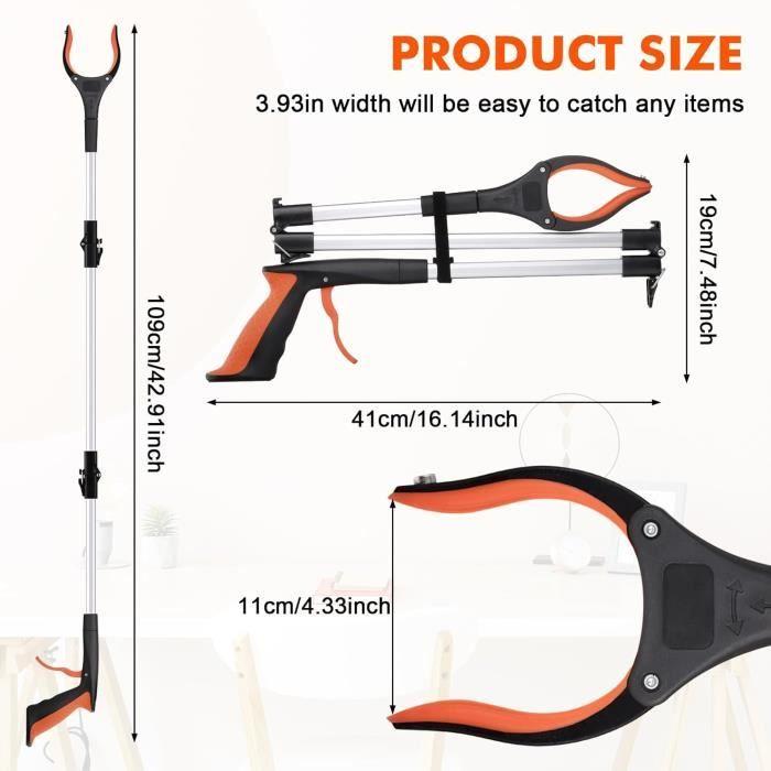 Reach Grabber for Adult, 109cm Pickup Tools with Magnetic Tip and Rotating Head, Gripper for Picking Up Without Bending