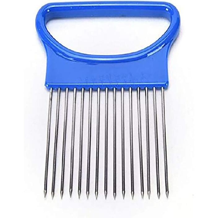 2Pcs Onion Holder Slicer, Stainless Steel Tomato Lemon Potato Vegetable Holder Slicer Cutter Tool for Kitchen Worker Slicing