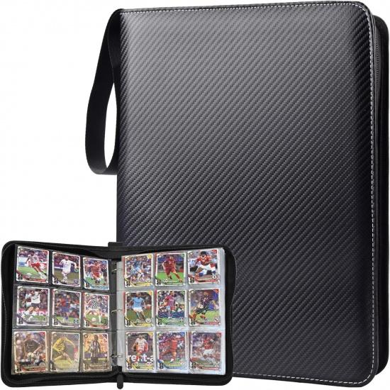 Portable 9-Pocket Trading Card Binder, Holds 990 Cards with 55 Removable Double-Sided Sleeves, Baseball Card Binder Card Storage Organizer Album for
