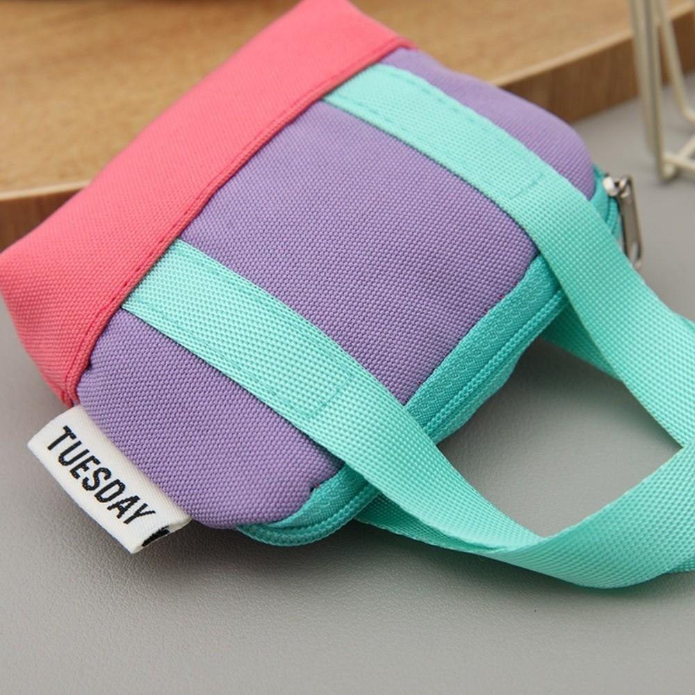 New Mini Coin Purse Canvas with Wristband Earphone Case Dopaamine Pink Cable Protective Cover
