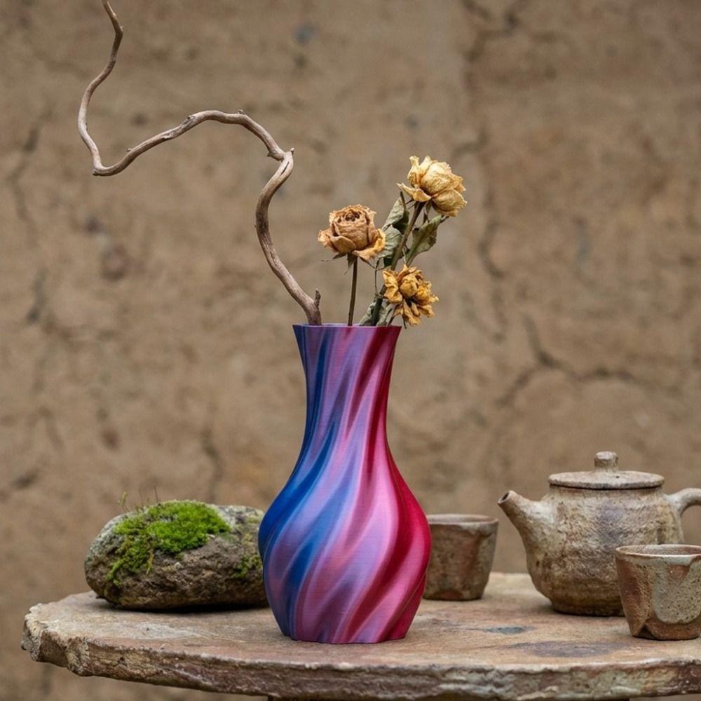 Twisted Design Modern Twisted Flower Bottle Gradient Color Plant Pot Office Tabletop Ornaments