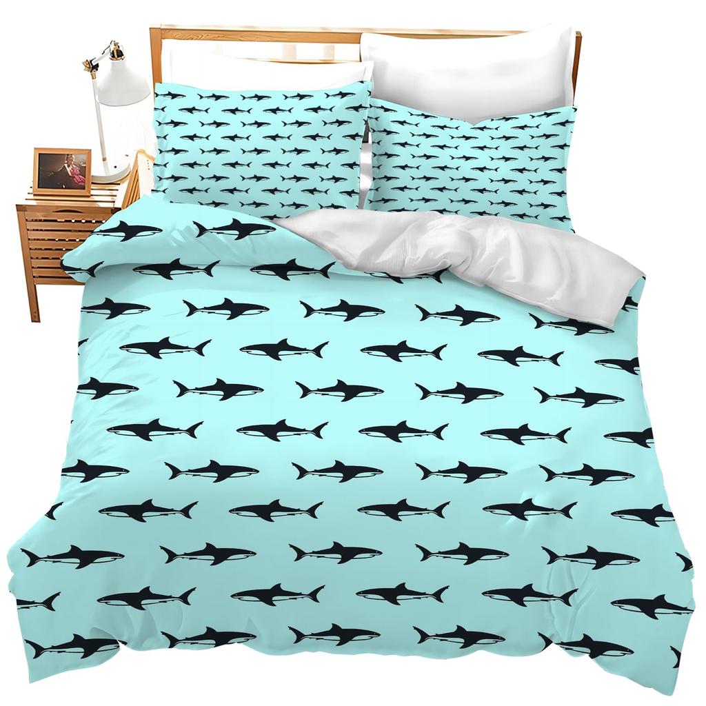 Shark Duvet Cover Queen, 3D Shark Comforter Cover for Kids Boys Girls Teens, Ocean Wave Bed Set, Ocean Life Bedding Set