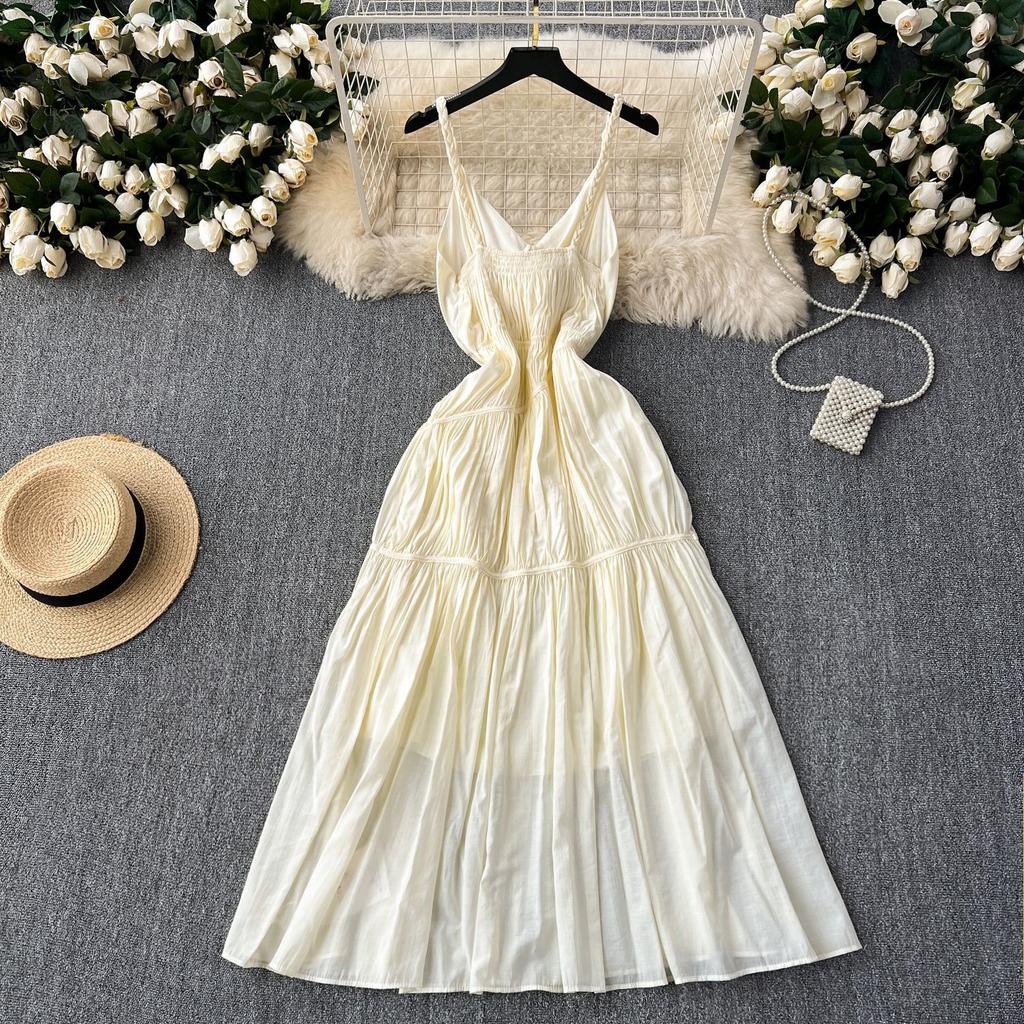 Summer Women's Floral Halter Waist-slimming Vacation Dresses