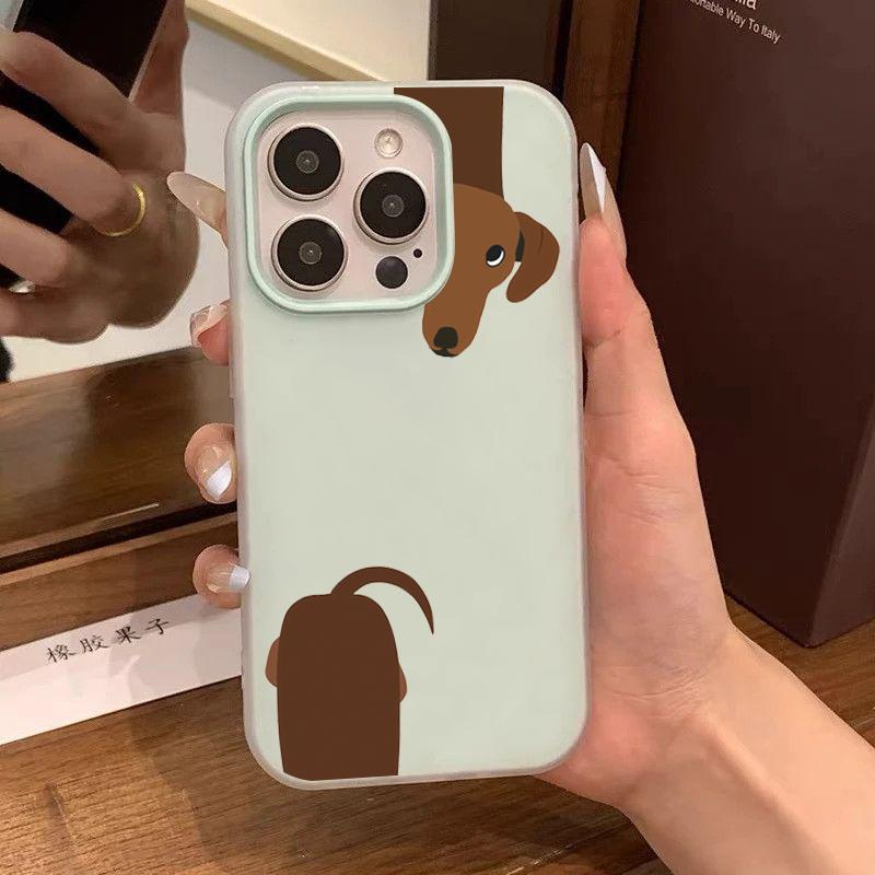 

Минималистичный коричневый чехол для телефона с рисунком таксы для iPhone 17 16 15 14 Pro Max 16E 11 13 12 X XR XS 7 8 Plus SE2 Air 2 Защитный чехол 2 в 1 iPhone 13 Pro