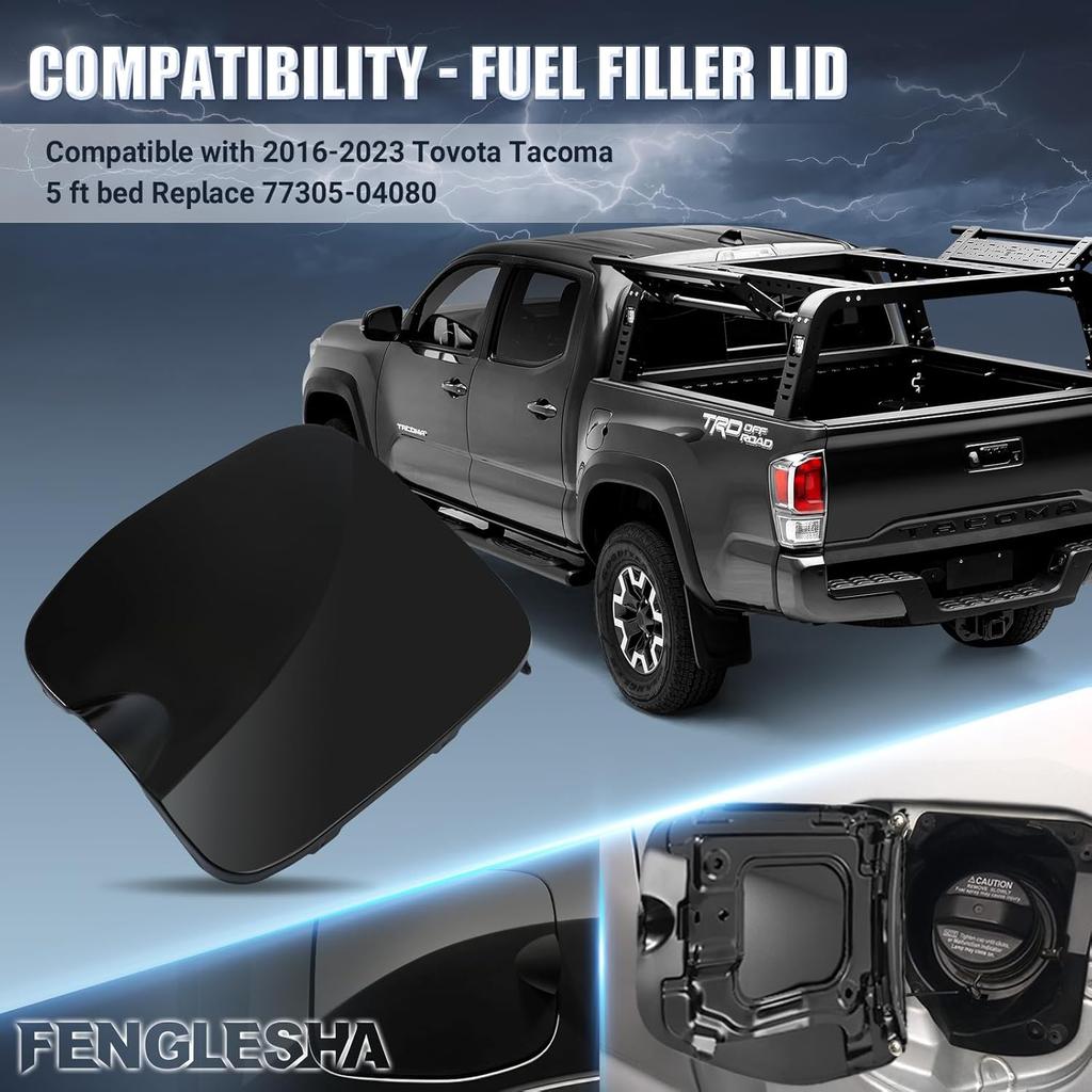 Fuel Filler Lid Fuel Gas Door Cover Compatible with 2016- Toyota Tacoma 5 ft bed Replace 77305-04080