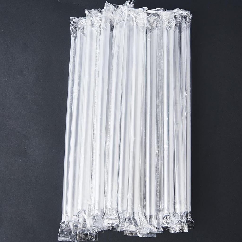 210  and 11mm Clear Boba Straws Smoothie Straw Individually Wrapped Disposable Plastic Jumbo Large Wide-mouthed Milkshake Drinks