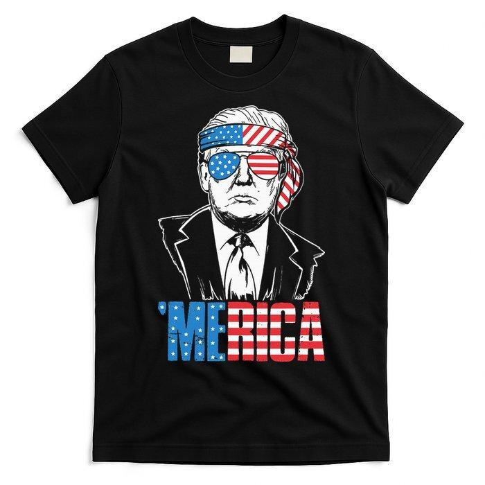 Merica Trump Happy 4th Of July Trump American Flag T-Shirt Unisex