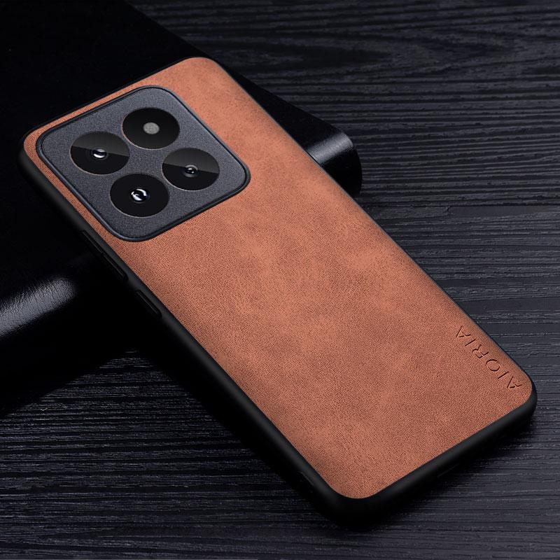 Premium PU Leathe Phone Case for Xiaomi 14 Ultra Pro Scratch-Resistant Solid Color Cover for Xiaomi 14 Ultra Case