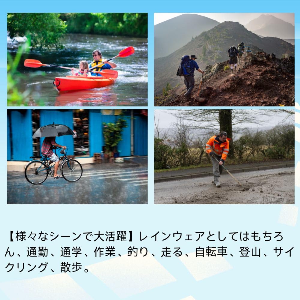 Top and Bottom Water Ultra Heavy Rainy Reflective Rain 3XL [Aaronlive] Rainwear, Set, Workwear, Unisex, Long, Repellent, Waterproof, Bicycle,