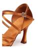 Silk Professional Latin Dance Shoes for Adults - Soft Sole, Medium High Heel, Ideal for Competition and Practice