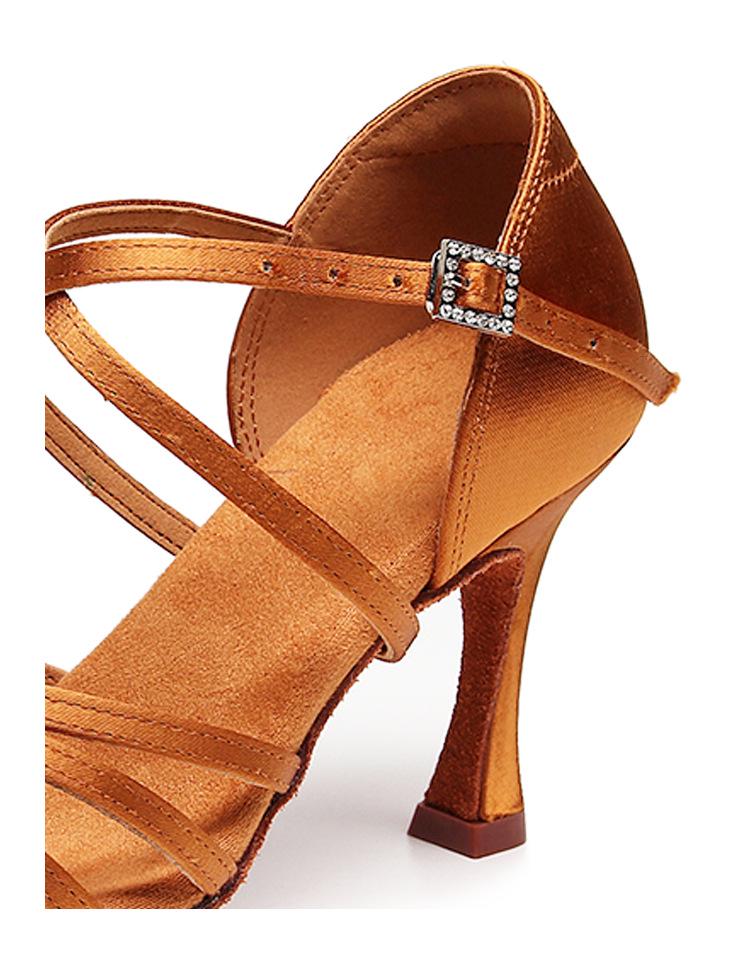 Silk Professional Latin Dance Shoes for Adults - Soft Sole, Medium High Heel, Ideal for Competition and Practice