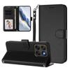 Wallet Case for Moto G67 5G - Leather/PU, Black, With Lanyard