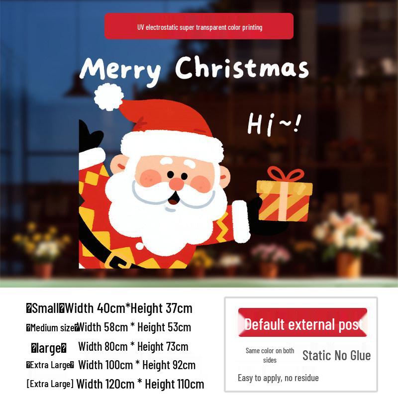 Santa Claus Wall Stickers: Cute Cartoon Christmas Decorations for Windows and Shop Layouts