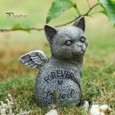 Gedenkstein für Haustiere, Kunstharz, Katzenwelpen-Engel, Ornament, für Zuhause, Innen- und Außenbereich, Gedenkstatue für Haustiere, tröstendes Geschenk für trauernde Tierbesitzer