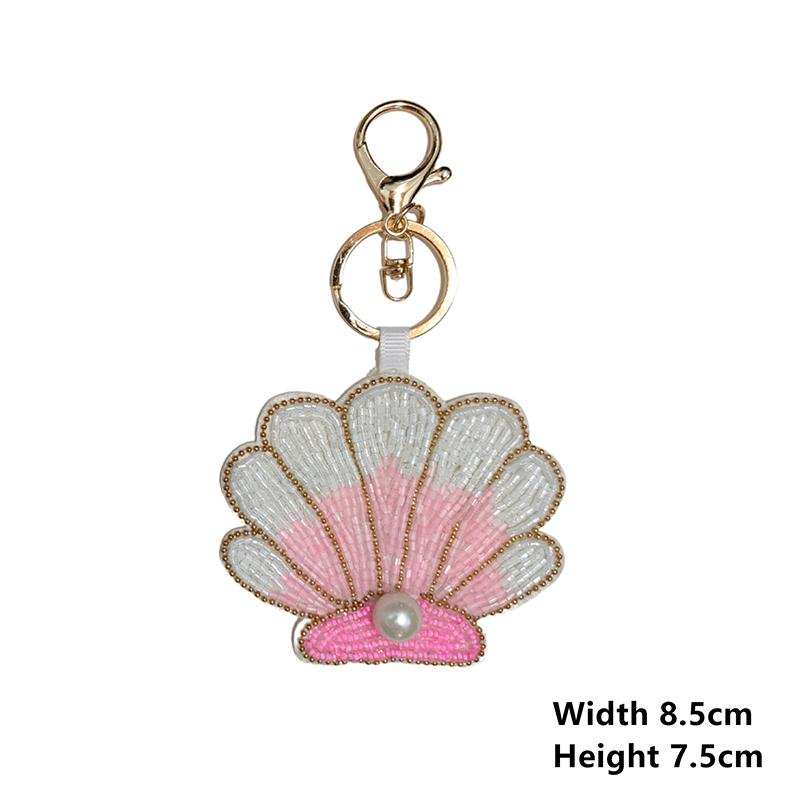 Beaded Patch Sequin Rhinestones Crab Starfish Seashell Conch Keychain For Embellishing Bag Charm Decor