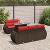 VidaXL Garden Furniture Set with Cushions 6pcs Brown Braided Resin Acacia, Outdoor Sofa Set, Garden Lounge 3326575