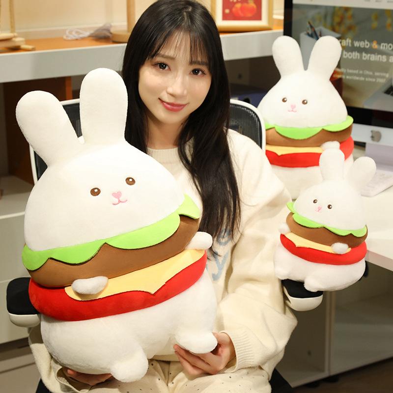 Creative Soft Burger Rabbit Doll Plush Toy Little White Rabbit Doll Children's Soothing Ragdoll Birthday Gift