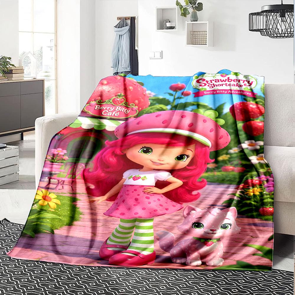 1pc Princess Strawberry8 Blanket, Gift, for Men and Women, Soft Blanket, Good for Sofa Bed Couch Travel, Lightweight Flannel Blanket