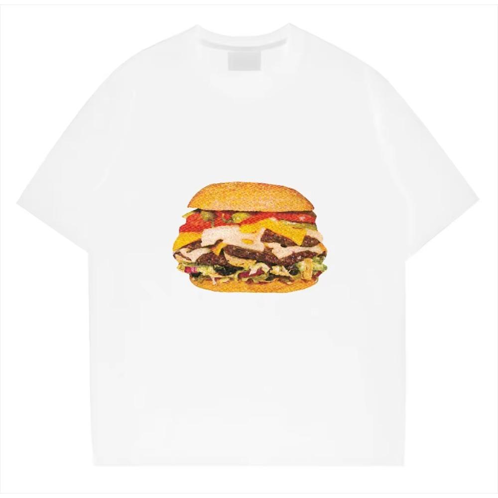 Burger print High quality Prints Mans Cotton Tee Clothing Creativity All-math Short Sleeve Fashion Casual Loose Tops Men T-Shirt