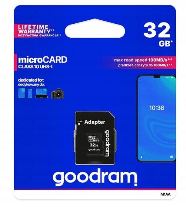Szybka Karta Pamięci Micro Sd Goodram 32Gb Z Adapterem C10 U1 100 Mb/S