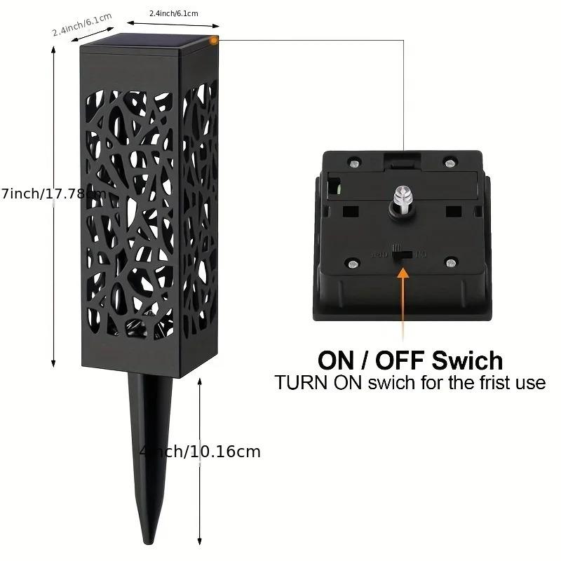 1/6PCS Solar Pathway Lights Outdoor LED Garden Lights Auto On/Off Dusk To Dawn Waterproof Hollow-Out Design for Yard Lawn Patio Christmas