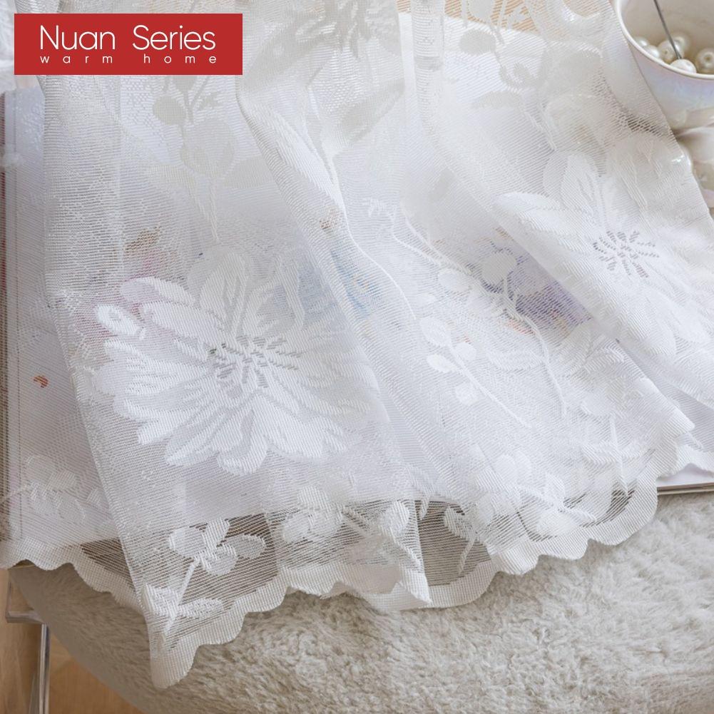 1PC Nuan Series Fresh Summer Style Floral Embroidered Sheer Curtain, Light‑Filtering Tulle for Living Room Bedroom Home Decor