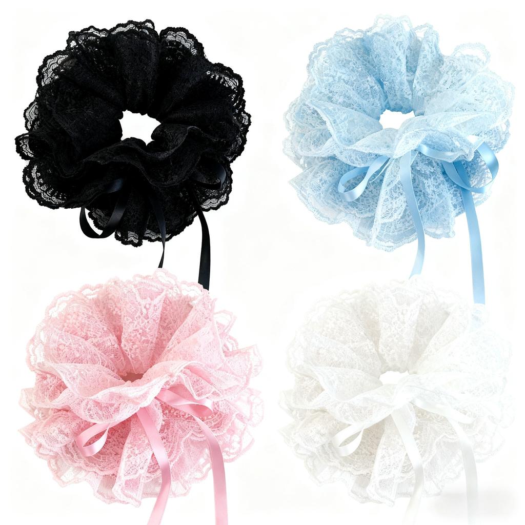 Lace Drawstring Hair Ring Women Big Size High-end Feel Versatile Sweet Hair Accessories