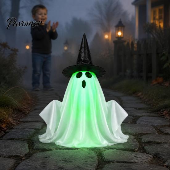 Dynamische schwebende Geister-Elektro-Halloween-Dekoration mit Sprach-/Fernbedienung, Interaktive gruselige leuchtende Geisterhaus-Partyartikel Geist, Leuchtend