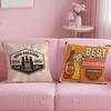Classic Theme Beer Wine Cushion Cover Soft  EasyWash Pillow Case  Versatile for Couch Bed Travel and Office