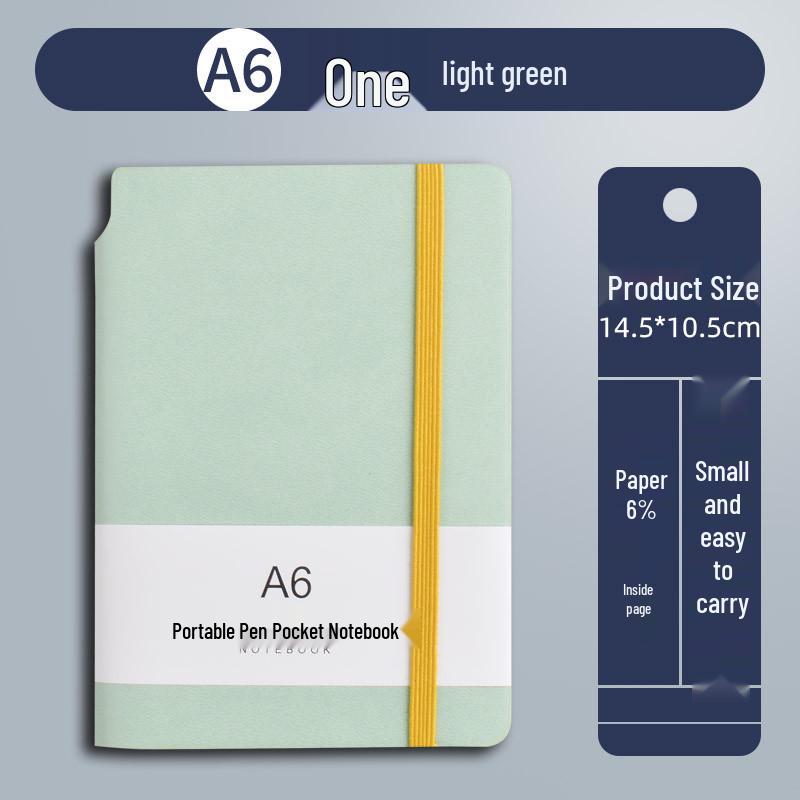 A7 Mini Notebook: Compact A6 with Colored Band - Portable Student Memo Pocket Planner