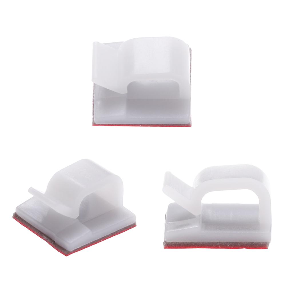 50pcs Plastic Cable Clip Fixer Holder Cable Clamp Wire Management Buckle Line Self-adhesive Organizer Fastener Sticky Lines