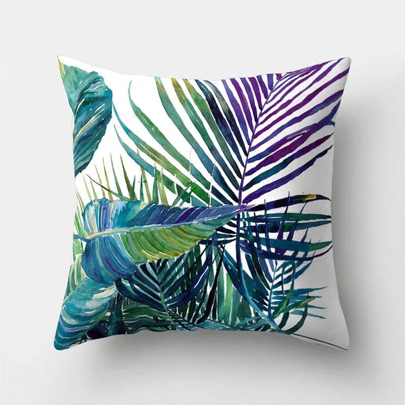 Tropischer Blatt-Kaktus-Monstera-Kissenbezug, 45 x 45 cm, Polyester, Kissen, Sofa, Heimdekoration, Dekoration, dekorativer Kissenbezug