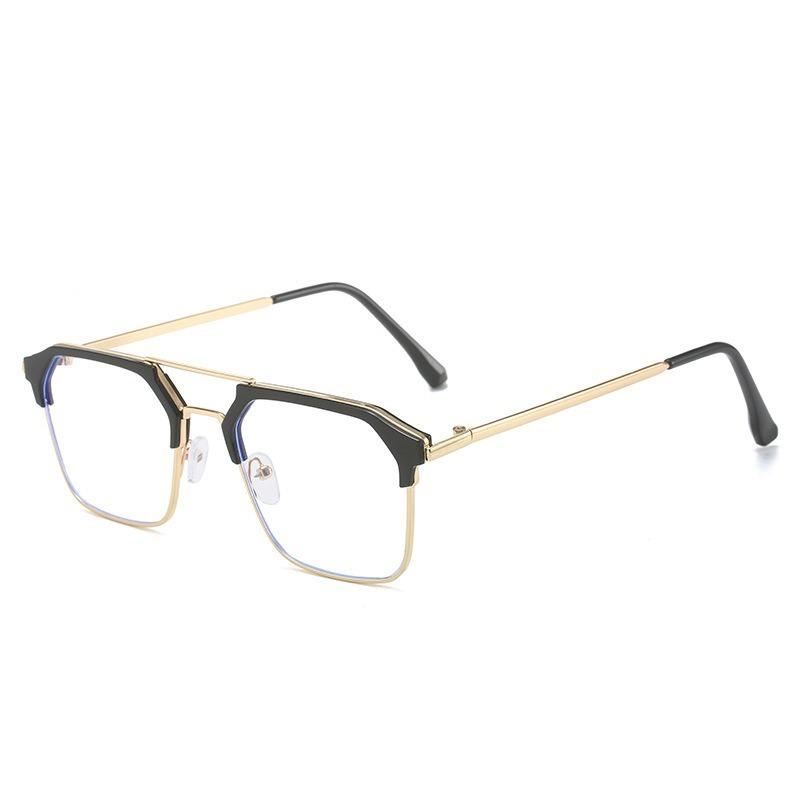 Non-polarized Men Square Half Frame Photochromic Glasses Double Beam Frame Shades Sunglasses Unisex Outdoor Color Changing Eyewear